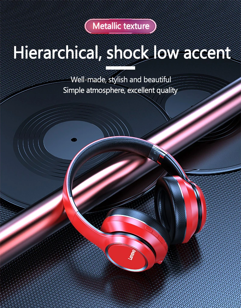 Lenovo HD200 Fold Headphone Wireless Bluetooth 5.0 With Noise Cancellation - Image 3