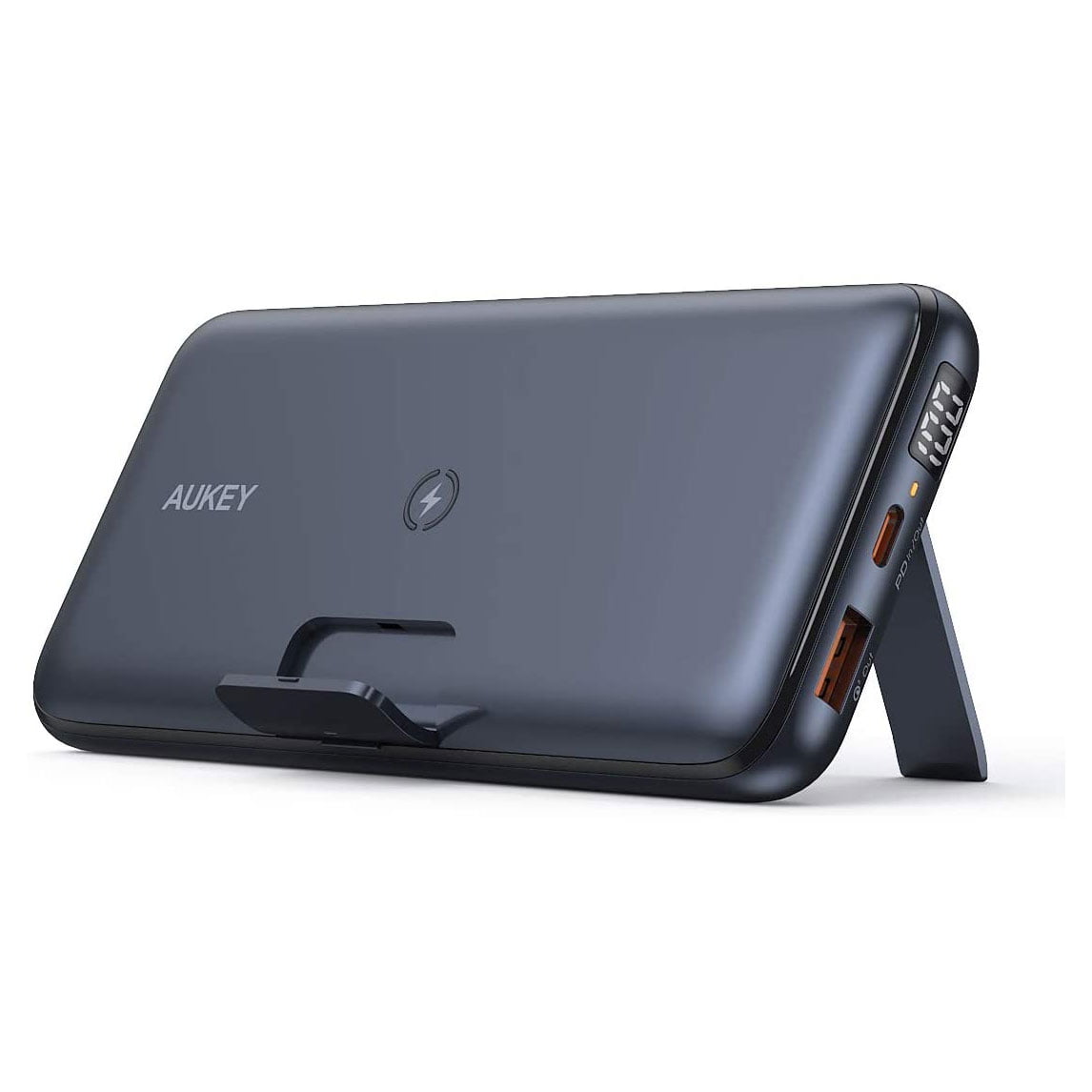 Aukey 20000mAh Powerbank + Wireless Charger, Type-C Power Bank PD 3.0 Foldable Stand, Quick Charge 3.0