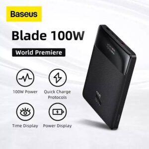 Baseus 100W Power Bank Type C PD Fast Charging 20000mah Powerbank Blade Series