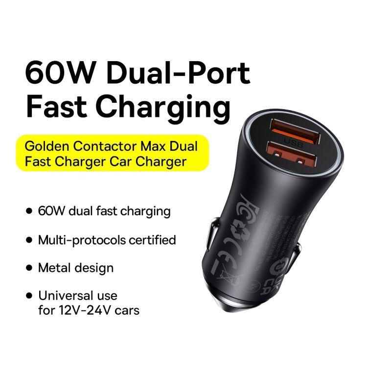 Baseus CCJDZ-MU 60W Dual USB Fast Charging Car Charger