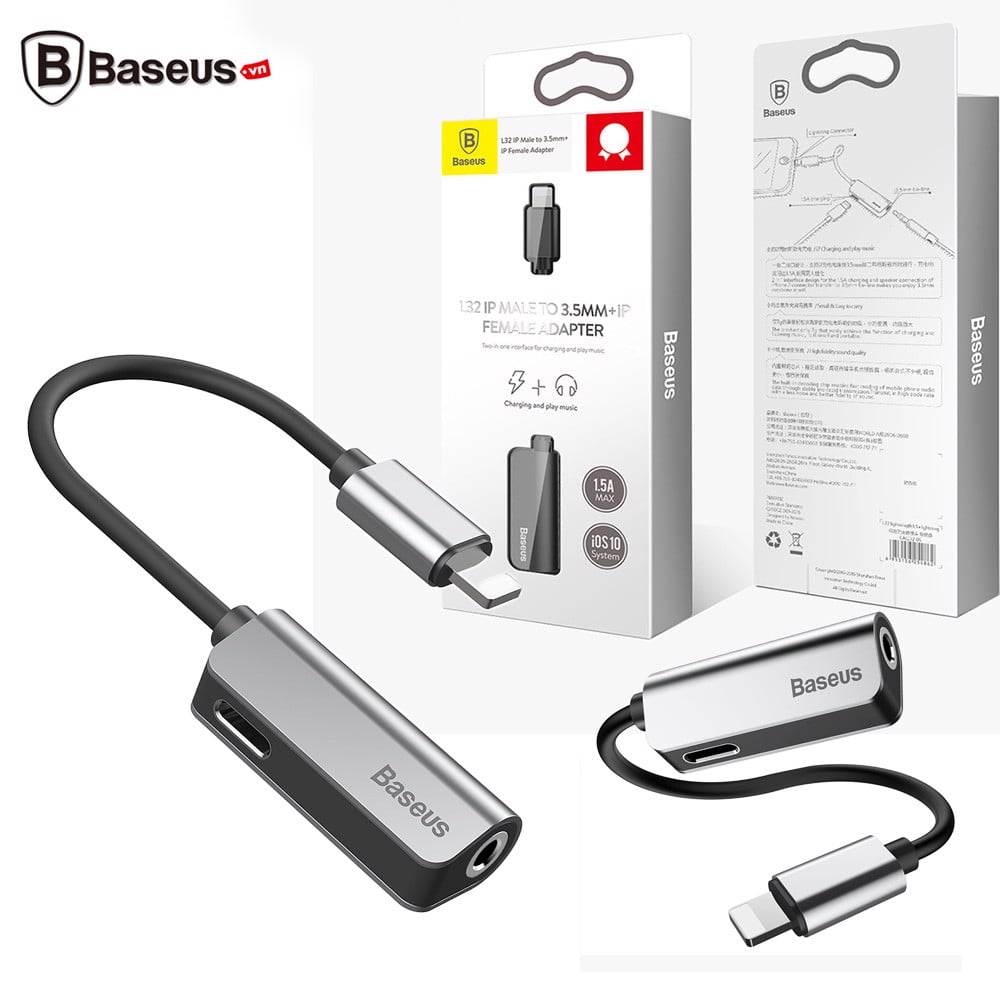 Baseus L32 iP Male to 3.5mm + iP Female Adapter