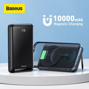 Baseus Magnetic Bracket Wireless Fast Charge Power Bank 10000mAh 20W White/Pink/Black
