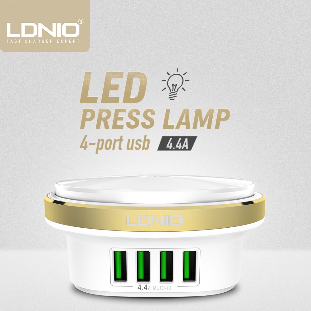 Ldnio LED Press Lamp with 4-Port USB Chargers (A4406)
