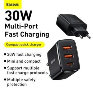 Baseus Compact Quick Charger 2U+C 30W